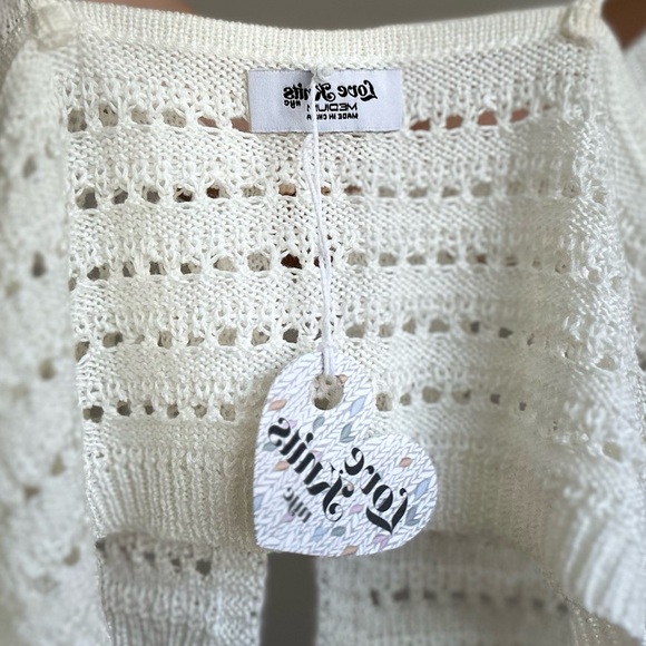 Croche Knit Open Front Spaghetti Strap Crop Cami - Picture 9 of 9